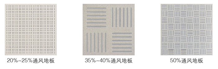 三种不同款式的铝合金防静电通风板